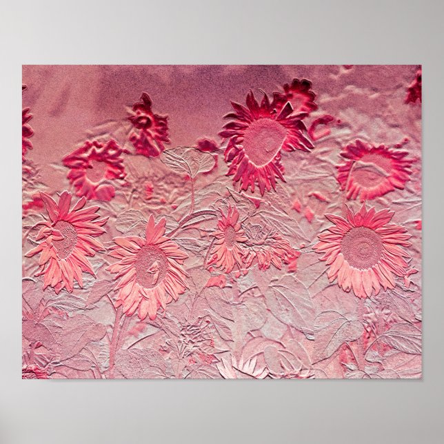 Sonnenblume Rosa Vintages Design Poster (Vorne)