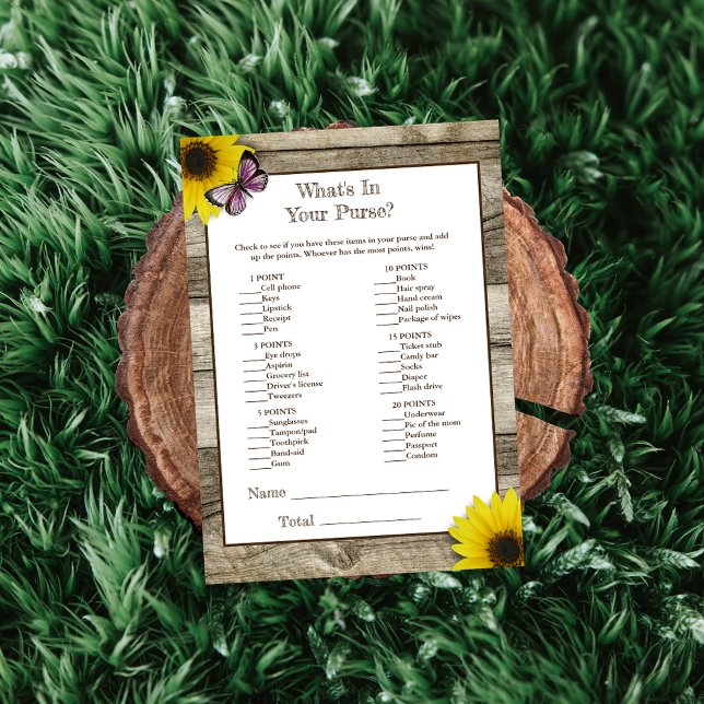 Sonnenblume Rosa Was ist in Ihrer Purse Babydusche Einladung (Von Creator hochgeladen)