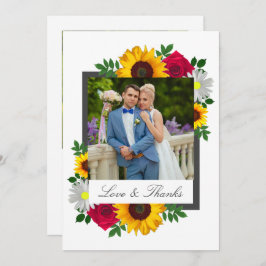 Sonnenblume Rose Daisy Floral Wedding Dankeskarte
