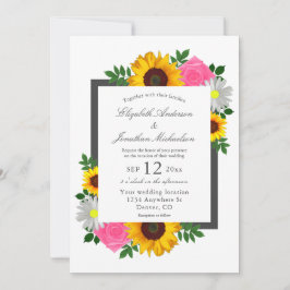 Sonnenblume Rose Daisy Floral Wedding Einladung
