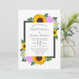 Sonnenblume Rose Daisy Floral Wedding Einladung