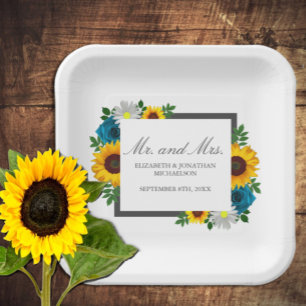 Sonnenblume Rose Daisy Floral Wedding Pappteller