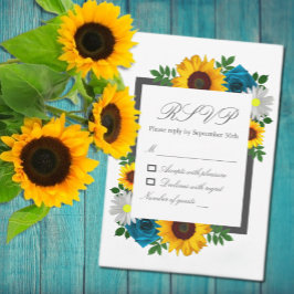 Sonnenblume Rose Daisy Floral Wedding RSVP Karte