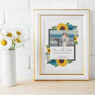 Sonnenblume Rose Gänseblümchen Florale Hochzeit Save The Date