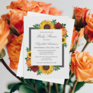 Sonnenblume Rose Herbst Blumen Baby Shower Einladung