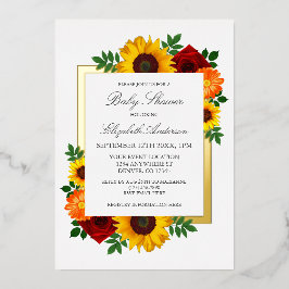 Sonnenblume Rose Herbst Blumendusche Folieneinladung