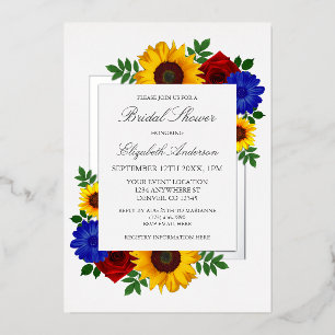 Sonnenblume Rose Herbst Floral Brautparty Folieneinladung