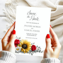 Sonnenblume Rote Rose Florale Hochzeit Termin merk
