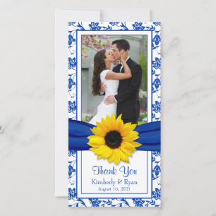 Sonnenblume Royal Blue Floral Wedding Vielen Dank Dankeskarte