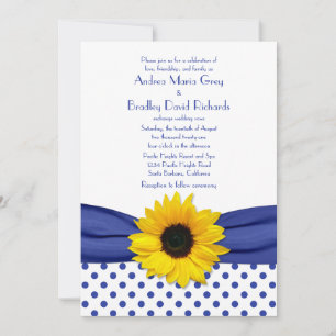 Sonnenblume Royal Blue White Polka Dot Wedding Einladung