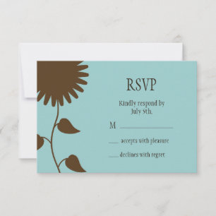 Sonnenblume RSVP auf Blau Karte