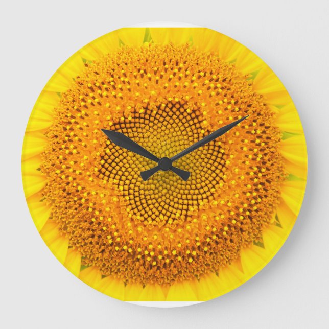 Sonnenblume-runde (große) Wanduhr (Vorderseite)