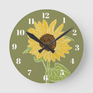 Sonnenblume Runde Wanduhr