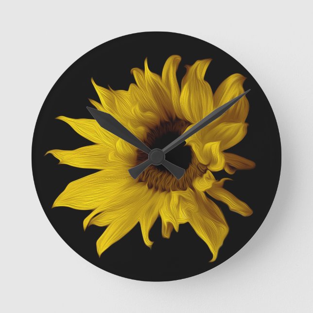Sonnenblume Runde Wanduhr (Vorderseite)