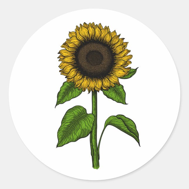 Sonnenblume Runder Aufkleber (Vorderseite)