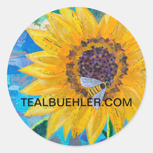 Sonnenblume Runder Aufkleber (Vorderseite)