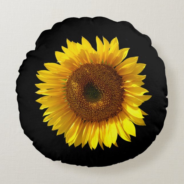 Sonnenblume-rundes Kissen (Vorderseite)