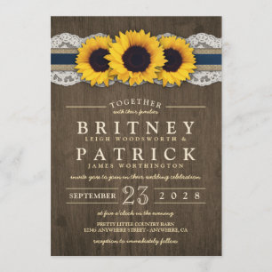 Sonnenblume Rustic Blue Burlap Hochzeitseinladunge Einladung