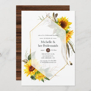 Sonnenblume Rustic Geometric Bridesmaids Luncheon Einladung