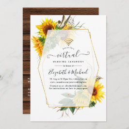 Sonnenblume Rustic Geometric Online Virtual Weddin Einladung
