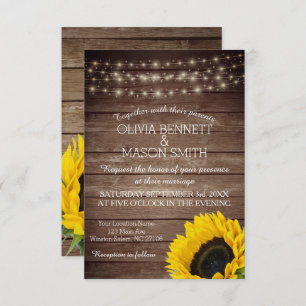 Sonnenblume Rustic Mason Jar beleuchtet Hochzeitse Einladung