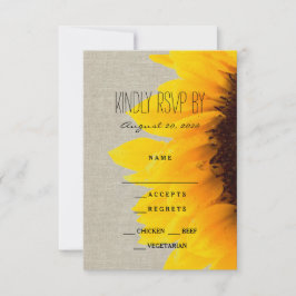 Sonnenblume Rustic Wedding RSVP Card Karte