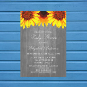 Sonnenblume Rustic Wood Baby Dusche Einladung