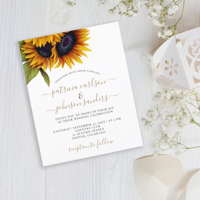 Sonnenblume rustikal elegante BUDGET Hochzeitseinl (Von Creator hochgeladen)