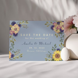 Sonnenblume Rustikale dusty Blue Wedding retten da Save The Date