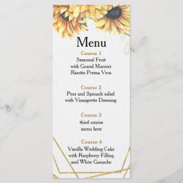 Sonnenblume Rustikale Elegante Geometrische Hochze Menükarte