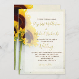 Sonnenblume Rustikale Hochzeit moderner Typografie Einladung