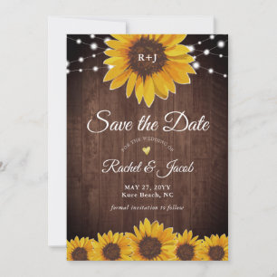 Sonnenblume Rustikale Hochzeit retten Datum Einlad Save The Date
