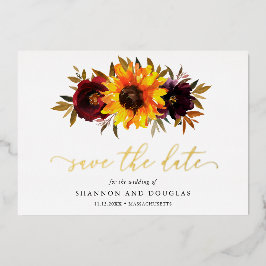 Sonnenblume Rustikale Hochzeit Save the Date Folieneinladung