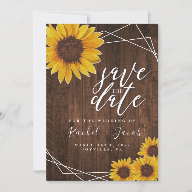 Sonnenblume Rustikale Hochzeit speichern Datum Ein Save The Date (Vorderseite)