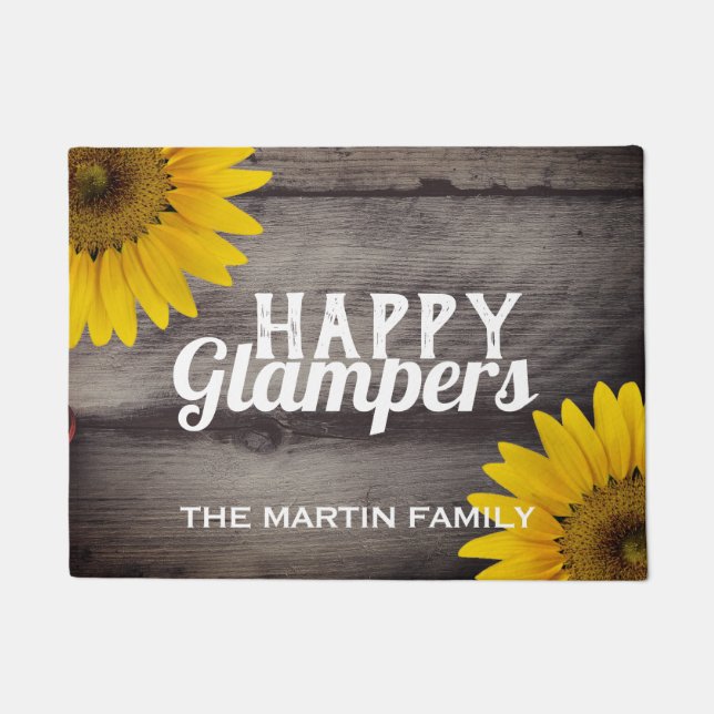 Sonnenblume-rustikale hölzerne bezaubernde Camper Fußmatte (Vorderseite)