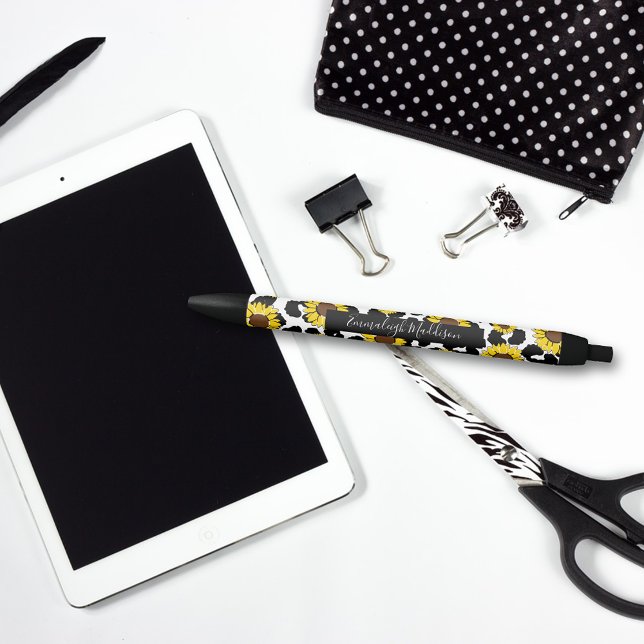 Sonnenblume Rustikale Kuh Print Kugelschreiber (Von Creator hochgeladen)