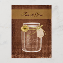 Sonnenblume rustikale Mason Glas Hochzeit danke Postkarte
