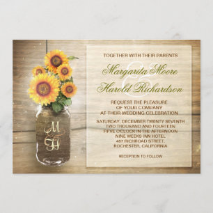 Sonnenblume rustikale Mason Glas niedliche Hochzei Einladung