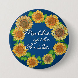 Sonnenblume Rustikale Navy Blaue Mutter der Braut Button