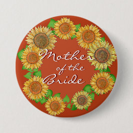 Sonnenblume Rustikale Terrakotta Mutter der Braut Button