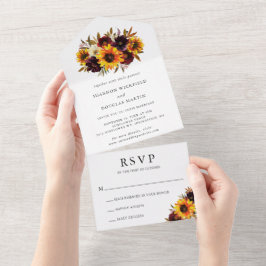 Sonnenblume Rustikaler Fall Blumen Elegante Hochze All In One Einladung