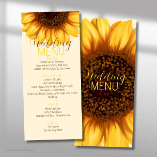 Sonnenblume Rustikales Hochzeitmenü Menükarte