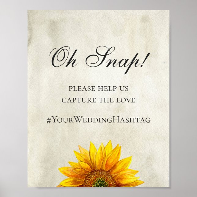 Sonnenblume. Rustikales Hochzeitsinstagramm-Zeiche Poster (Vorne)