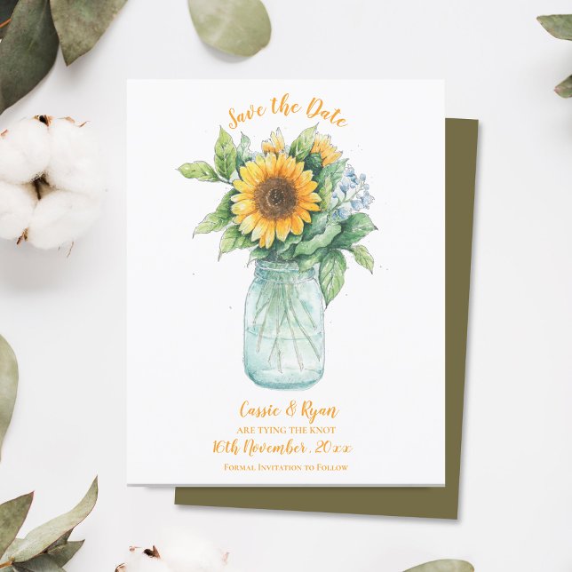 Sonnenblume Rustikales Hochzeitssemble Save the Da (Sunflower Rustic Country Wedding Save the Date)