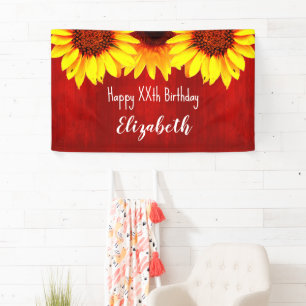 Sonnenblume Rustikales Holz Geburtstag Banner