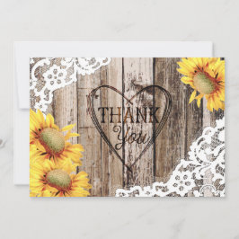Sonnenblume Rustikales Holz Spitzen und Herz Viele Dankeskarte