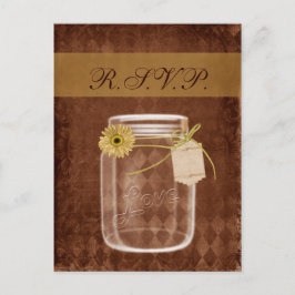 Sonnenblume rustikales Mason Glas Hochzeit Rsvp Einladungspostkarte