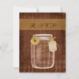 Sonnenblume rustikales Mason Glas Hochzeit Rsvp Karte