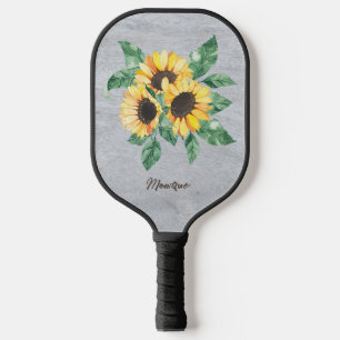 Sonnenblume Rustikales Monogramm Pickleball Schläger