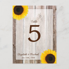 Sonnenblume Rustikales Stallholz Hochzeit Tischnum Postkarte